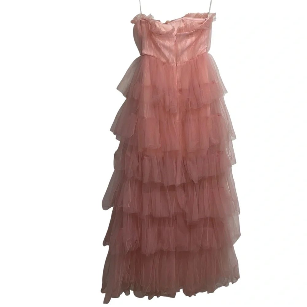 NEW NWT Lovers + Friends Bobbit Strapless Tulle Maxi Gown In Blush Pink